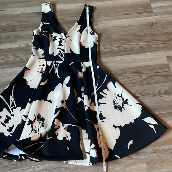 Anthropologie Maeve Amory Black Ivory Floral Fit & Flare Dress Size 4 Classic - Picture 9 of 14
